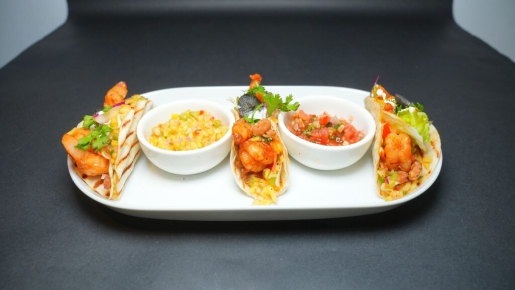 Crispy Black Pepper Prawn Tacos with Mango Salsa
